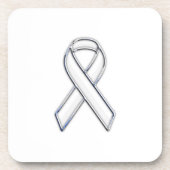 Chrome Belted Style White Ribbon Awareness Untersetzer (Vorderseite)