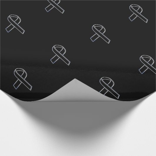 Chrome Black on Black Ribbon Awareness Geschenkpapier (Ecke)
