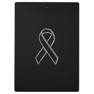 Chrome Black on Black Ribbon Awareness Klemmbrett