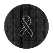 Chrome Black on Black Ribbon Awareness Schneidebrett (Vorderseite)