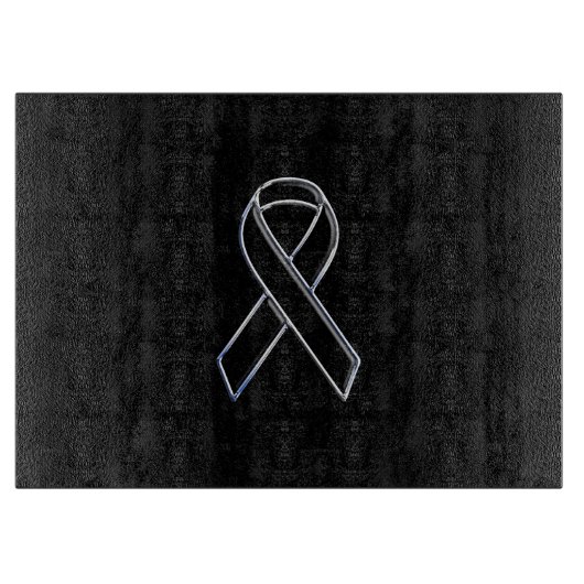 Chrome Black on Black Ribbon Awareness Schneidebrett (Vorderseite)