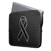 Chrome Black Ribbon Awareness Carbon Fibre Laptopschutzhülle (Vorderseite Links)