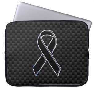 Chrome Black Ribbon Awareness Carbon Fibre Laptopschutzhülle