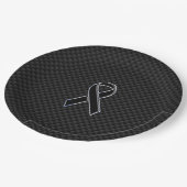 Chrome Black Ribbon Awareness Carbon Fibre Pappteller (Schrägansicht)