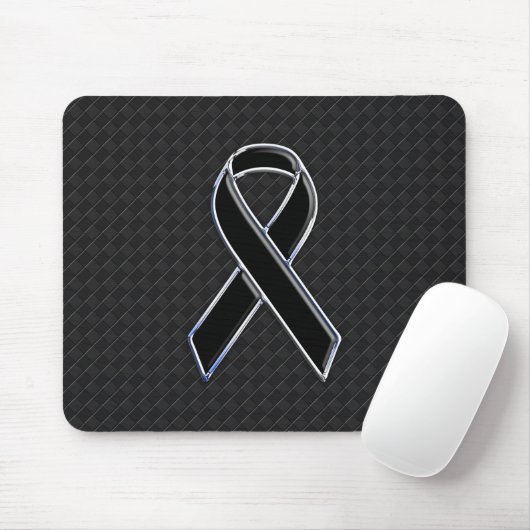 Chrome Black Ribbon Awareness Decor Mousepad (Mit Mouse)