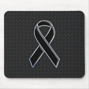 Chrome Black Ribbon Awareness Decor Mousepad
