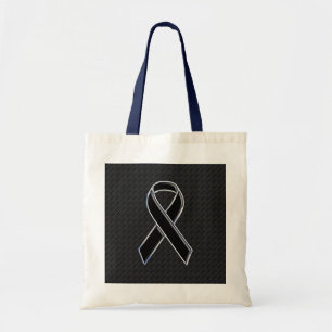 Chrome Black Ribbon Awareness Decor Tragetasche
