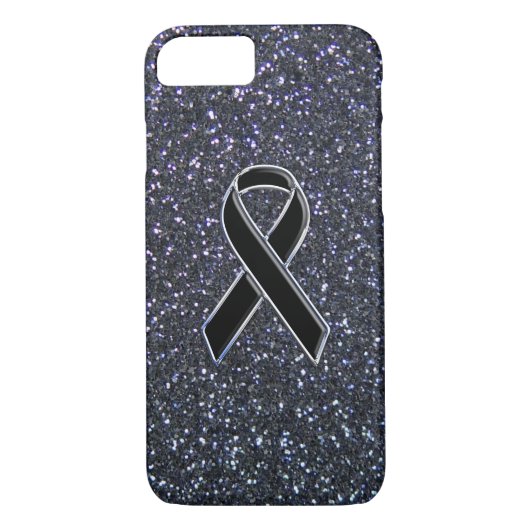 Chrome Black Ribbon Awareness Midnight Blue Case-Mate iPhone Hülle (Rückseite)