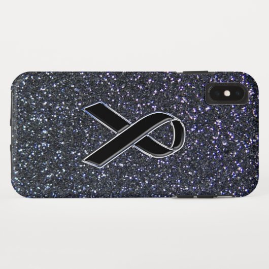 Chrome Black Ribbon Awareness Midnight Blue Case-Mate iPhone Hülle (Rückseite (Horizontal))