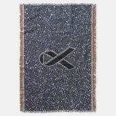 Chrome Black Ribbon Awareness Midnight Blue Decke (Vorderseite Vertikal)