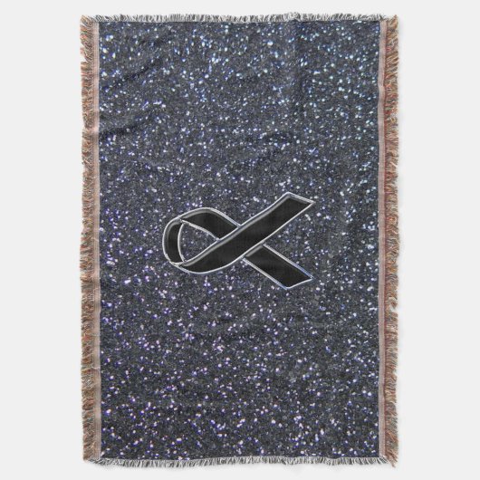 Chrome Black Ribbon Awareness Midnight Blue Decke (Vorderseite Vertikal)