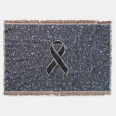 Chrome Black Ribbon Awareness Midnight Blue Decke (Vorderseite)