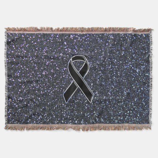 Chrome Black Ribbon Awareness Midnight Blue Decke (Vorderseite)