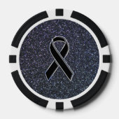 Chrome Black Ribbon Awareness Midnight Blue Pokerchips (Vorderseite)