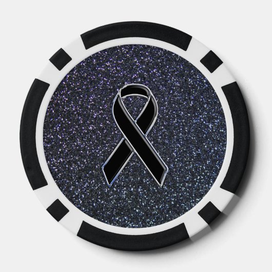 Chrome Black Ribbon Awareness Midnight Blue Pokerchips (Rückseite)