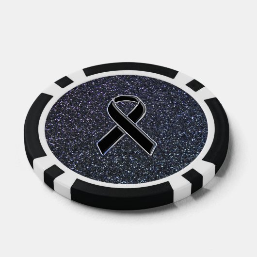 Chrome Black Ribbon Awareness Midnight Blue Pokerchips (Einzeln)