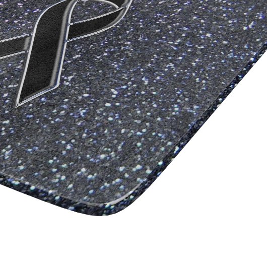 Chrome Black Ribbon Awareness Midnight Blue Schneidebrett (Ecke)