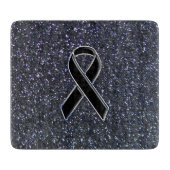 Chrome Black Ribbon Awareness Midnight Blue Schneidebrett (Vorderseite)