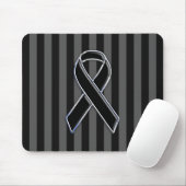 Chrome Black Ribbon Awareness Stripes Mousepad (Mit Mouse)