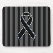 Chrome Black Ribbon Awareness Stripes Mousepad (Vorne)