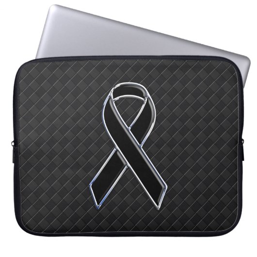Chrome Black Ribbon Awareness Style Laptopschutzhülle (Vorderseite)