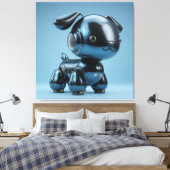 Chrome-Blau-Roboterhund Leinwanddruck (Insitu (Schlafzimmer))