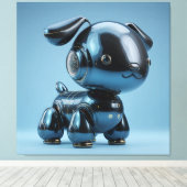Chrome-Blau-Roboterhund Leinwanddruck (Insitu (Holzboden))
