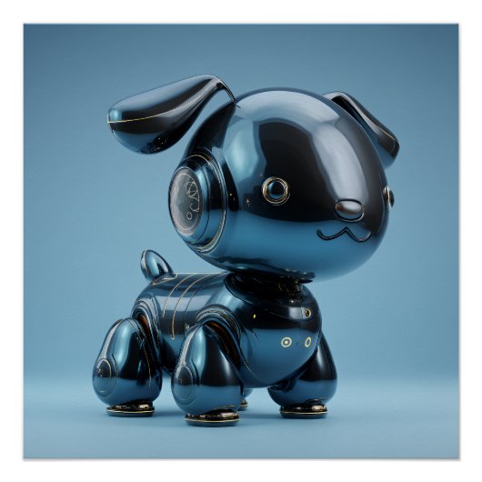Chrome-Blau-Roboterhund Poster (Vorderseite)