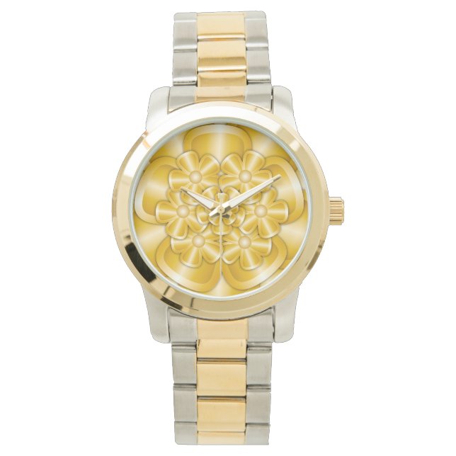 Chrome-Blume - Gold Watch Armbanduhr (Vorderseite)