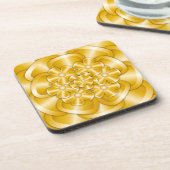 Chrome-Blume - goldene Beverage Coaster Getränkeuntersetzer (Linke Seite)