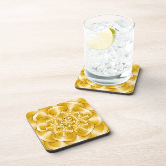 Chrome-Blume - goldene Beverage Coaster Getränkeuntersetzer (Rechte Seite)