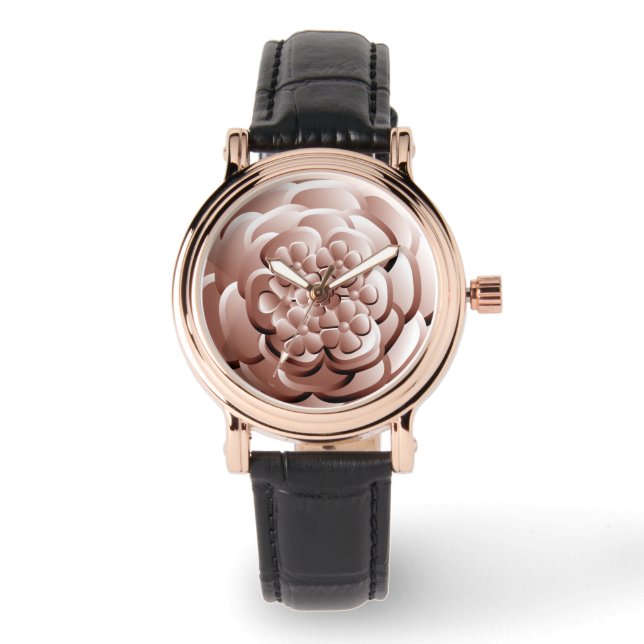 Chrome-Blume - Kupfer Watch Armbanduhr (Vorderseite)