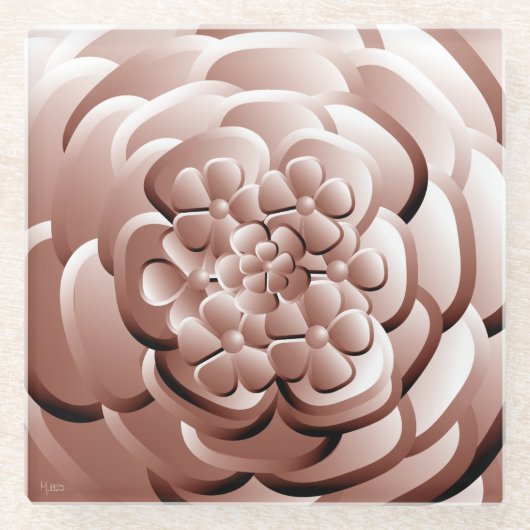 Chrome-Blume - Kupferglas-Untersetzer Glasuntersetzer (Vorderseite)