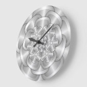 Chrome-Blume - Silber Große Wanduhr (Winkel)