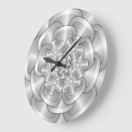 Chrome-Blume - Silber Große Wanduhr (Winkel)