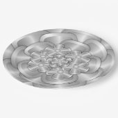 Chrome-Blume - Silberpapierplatte Pappteller (Schrägansicht)
