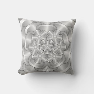 Chrome-Blume - Silberwirbelkissen Kissen