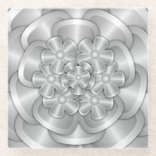 Chrome-Blume - Silver Glass Untersetzer (Vorderseite)