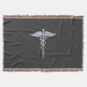 Chrome Caduceus Medical Symbol Black Carbon Fibre Decke (Vorderseite)