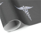 Chrome Caduceus Medical Symbol Carbon Fiber Decke Geschenkpapier (Rolleneckpunkt)