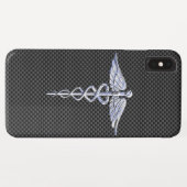 Chrome Caduceus Medical Symbol Carbon Fibre Decke Case-Mate iPhone Hülle (Rückseite (Horizontal))