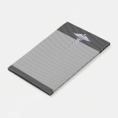 Chrome Caduceus Medical Symbol Carbon Fibre Decke Post-it Klebezettel (angewinkelt)