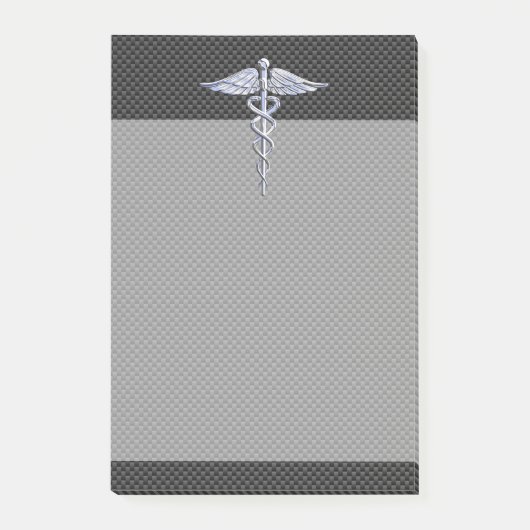 Chrome Caduceus Medical Symbol Carbon Fibre Decke Post-it Klebezettel (Vorderseite)