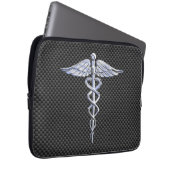 Chrome Caduceus Medical Symbol Carbon Fibre Print Laptopschutzhülle (Vorne Rechts)