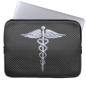 Chrome Caduceus Medical Symbol Carbon Fibre Print Laptopschutzhülle (Vorderseite)