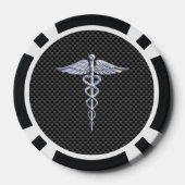 Chrome Caduceus Medical Symbol Carbon Fibre Print Pokerchips (Rückseite)