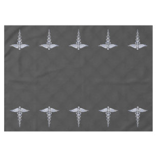 Chrome Caduceus Medical Symbol Carbon Fibre Print Tischdecke