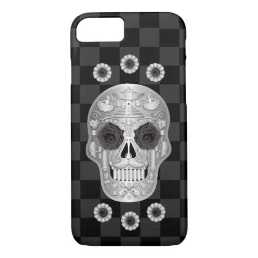 Chrome Calavera (Black Rose) Case-Mate iPhone Case (Rückseite)