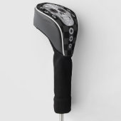 Chrome Calavera (Black Rose) Golf Head Cover Headcover (angewinkelt)