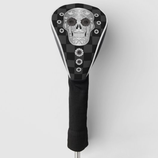 Chrome Calavera (Black Rose) Golf Head Cover Headcover (Vorderseite)